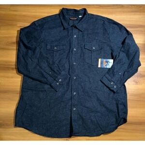 Mens NWT Ridgecut‎ Toughwear Flannel Work Button Up Durable Black Shirt